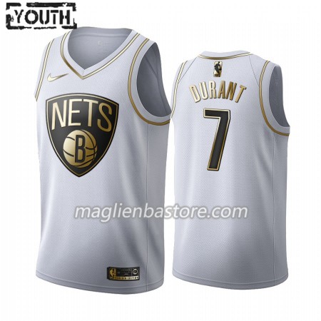 Maglia NBA Brooklyn Nets Kevin Durant 7 Nike 2019-20 Bianco Golden Edition Swingman - Bambino